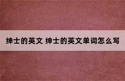 绅士的英文 绅士的英文单词怎么写